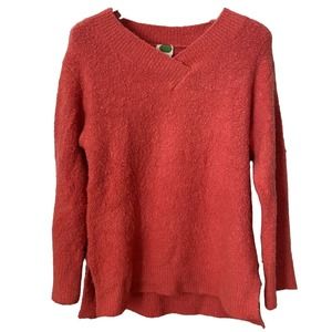 Anthropologie Women's Tomato Red V-Neck Wool Blend Soft Pullover Sweater - Small